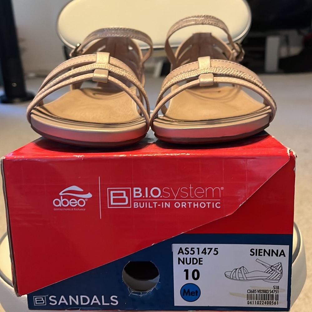 ABEO Sienna Summer Nude Strappy Sandals Women’s Size 10 w/Built-in Orthotic